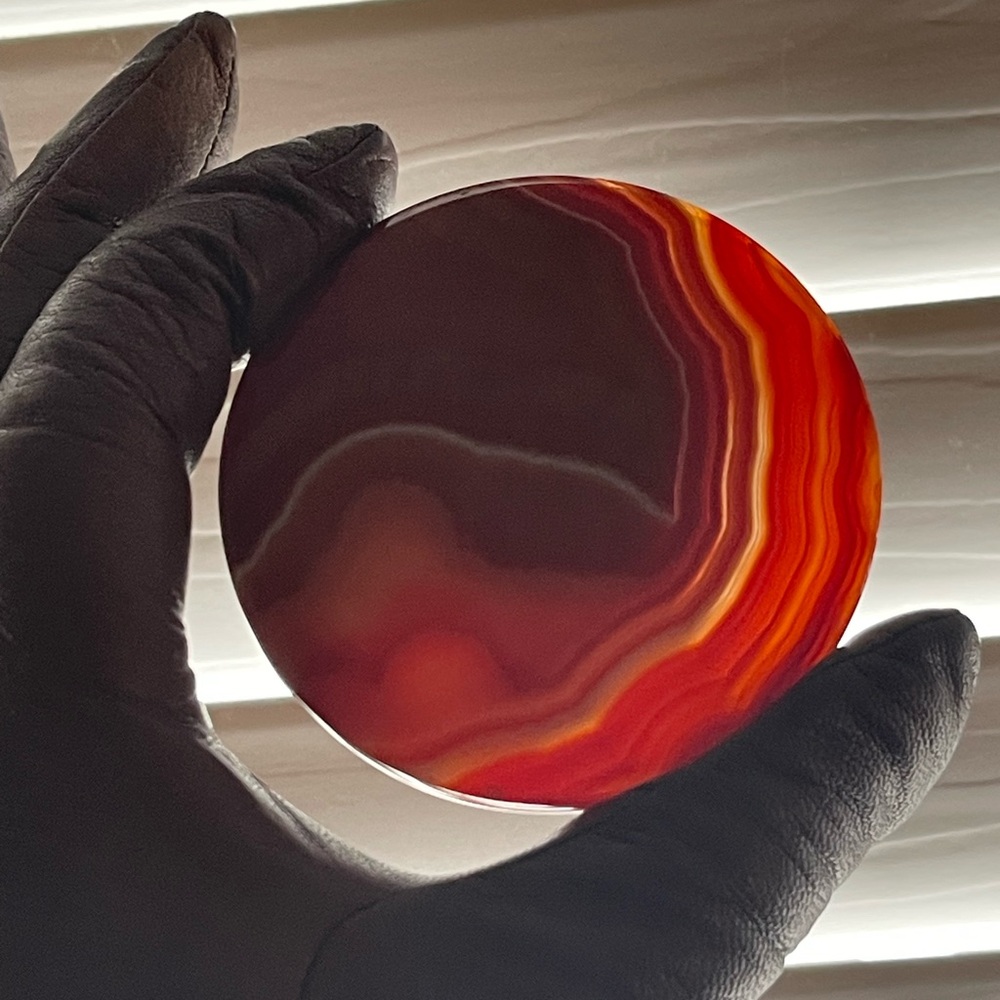 Agate Art Piece - Carnelian Hand carved coaster/display piece